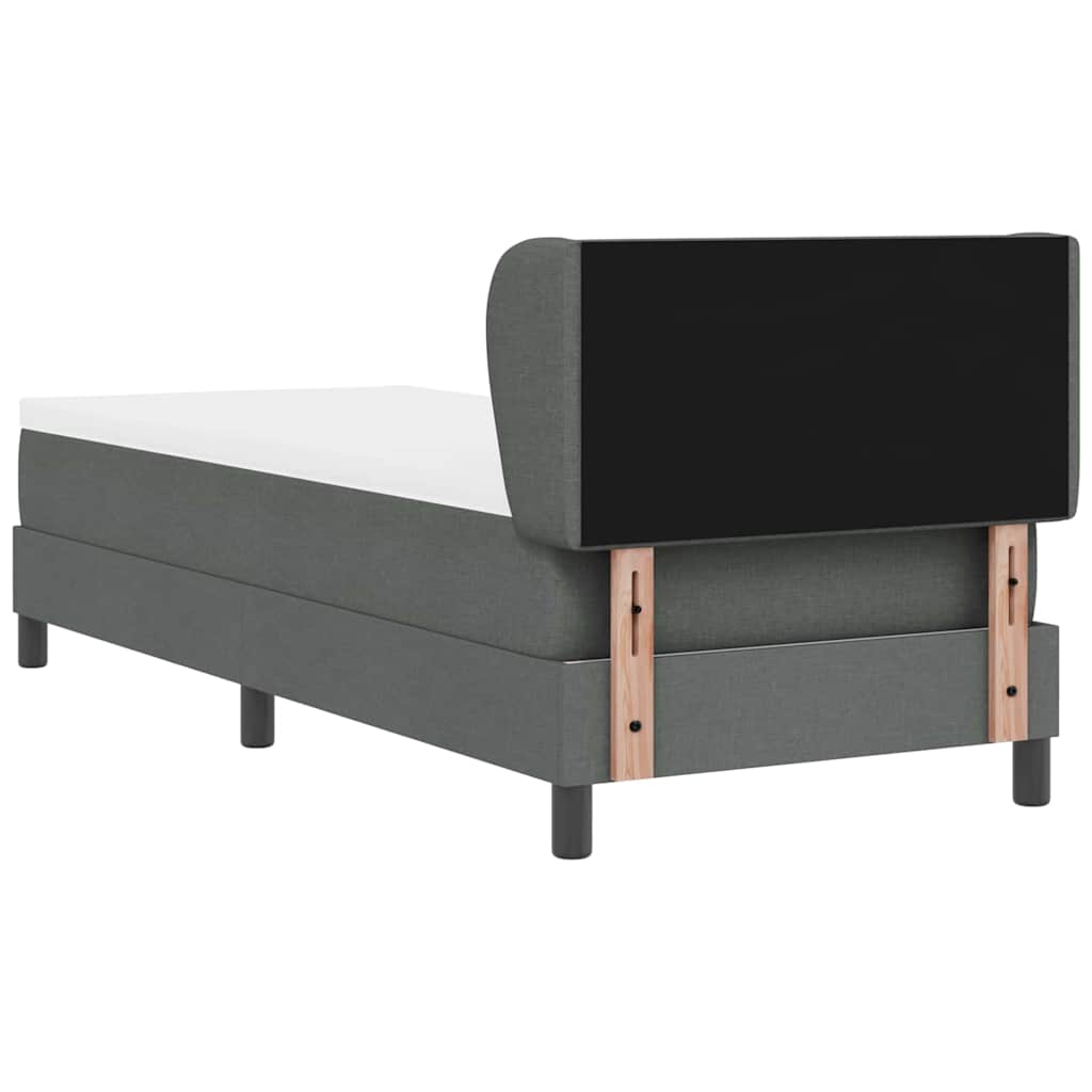 Lit à ressorts avec tête de lit Gris foncé 80 x 200 cm tissu