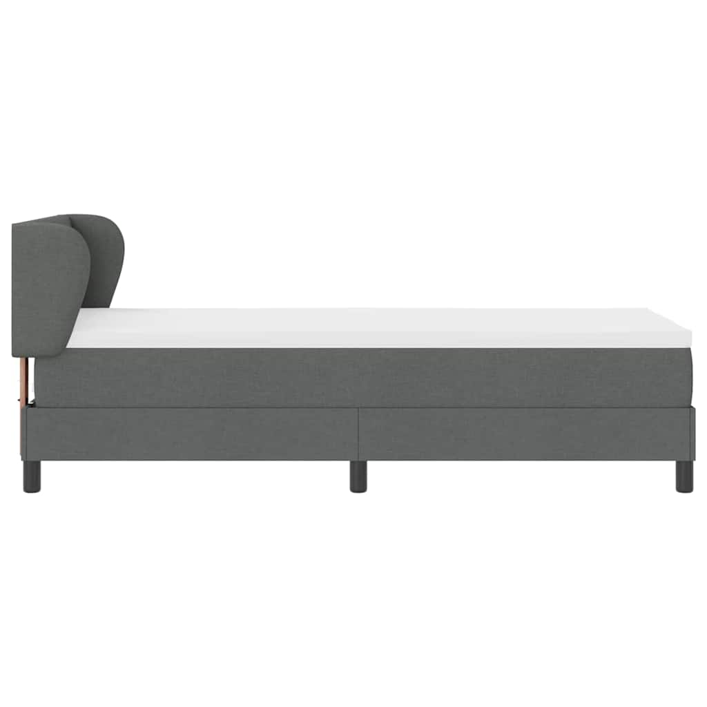 Lit à ressorts avec tête de lit Gris foncé 80 x 200 cm tissu