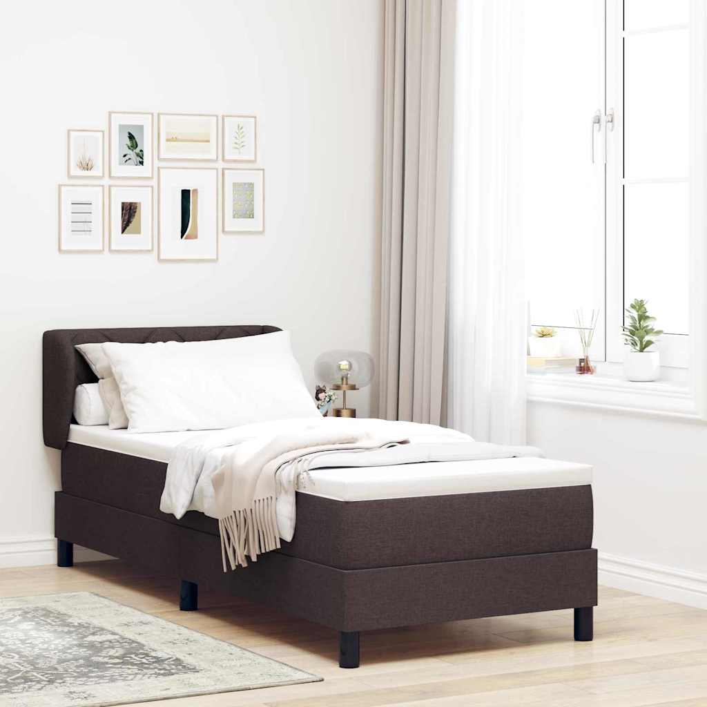 Lit à ressorts avec tête de lit Marron foncé 80 x 200 cm tissu - XIOS