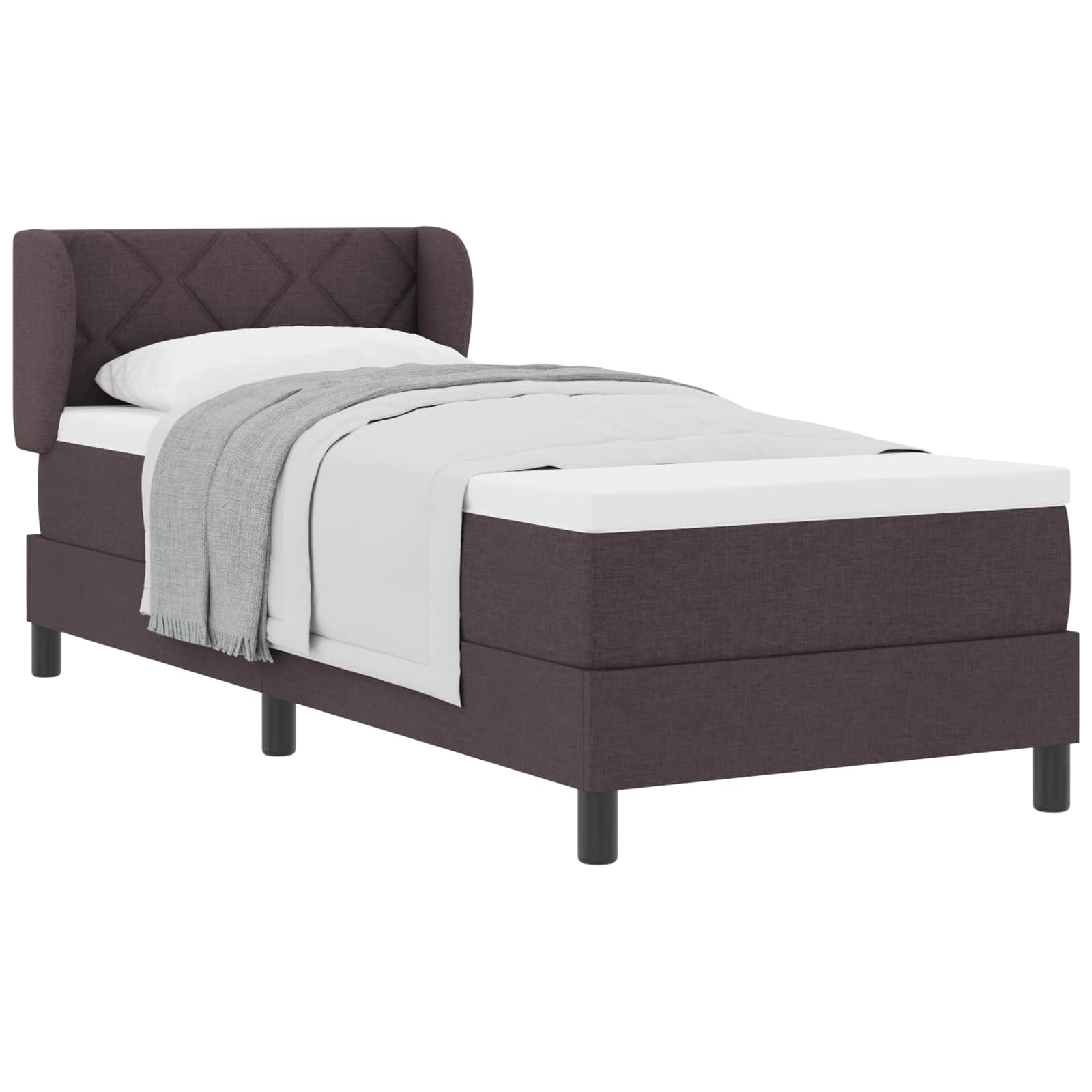 Lit à ressorts avec tête de lit Marron foncé 80 x 200 cm tissu - XIOS