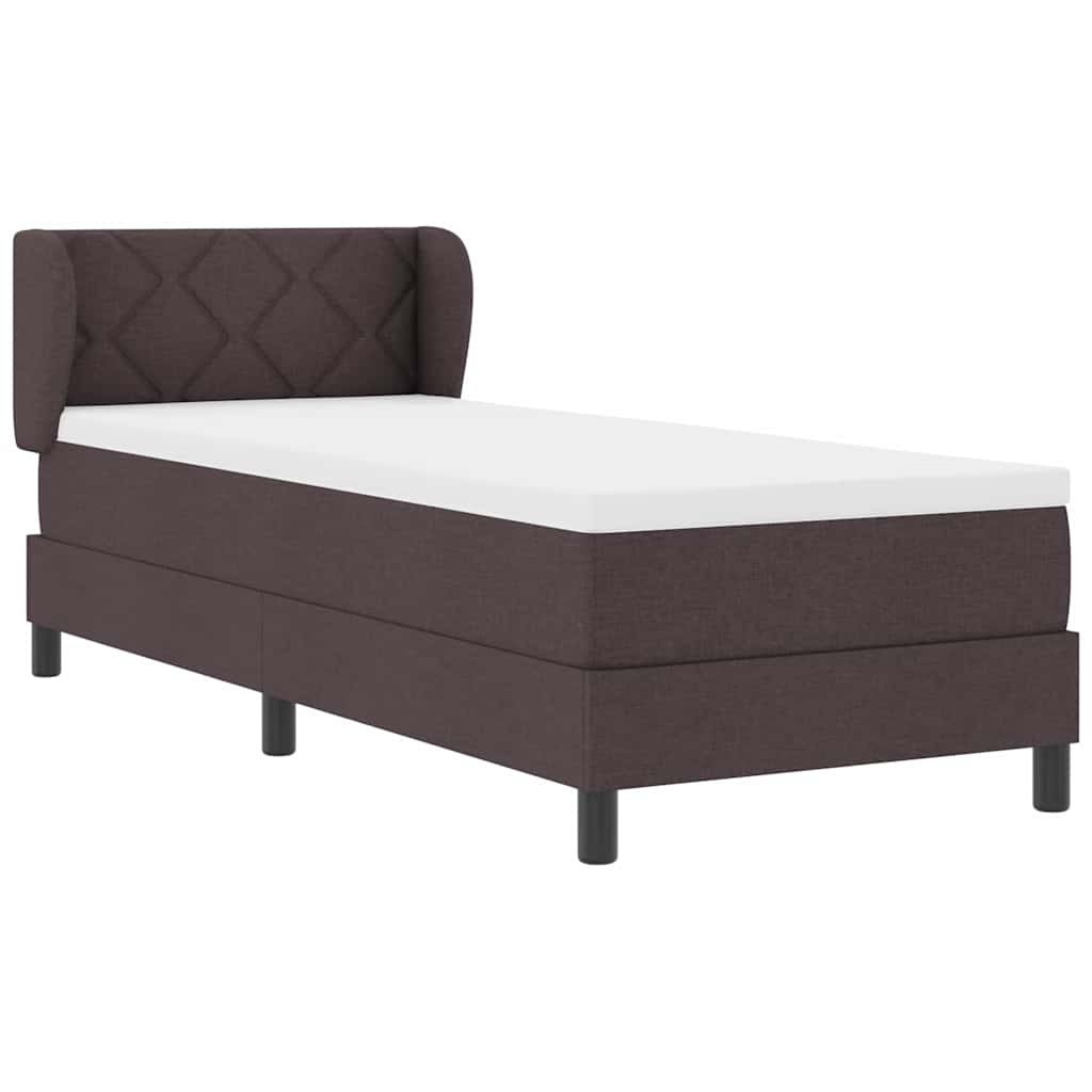 Lit à ressorts avec tête de lit Marron foncé 80 x 200 cm tissu - XIOS