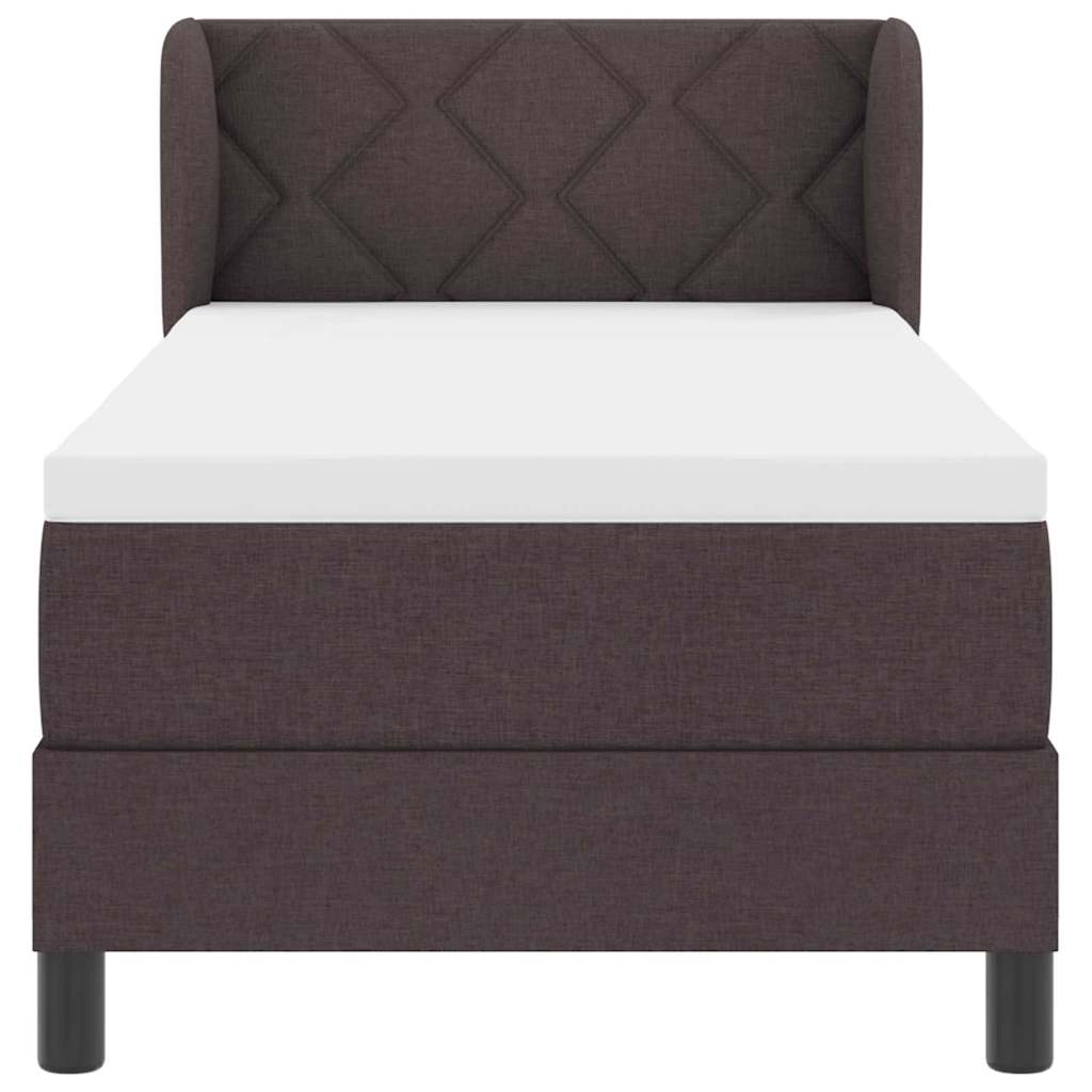 Lit à ressorts avec tête de lit Marron foncé 80 x 200 cm tissu - XIOS