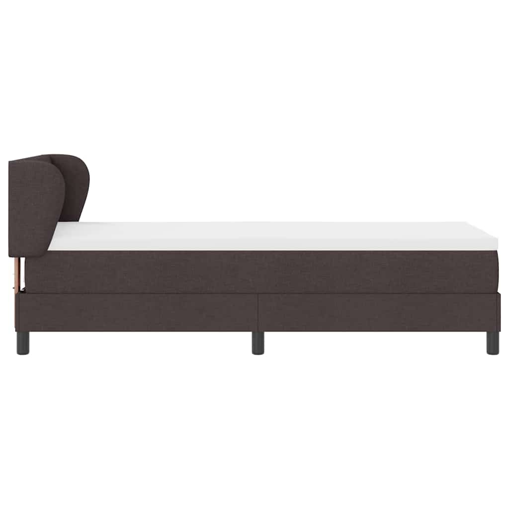 Lit à ressorts avec tête de lit Marron foncé 80 x 200 cm tissu - XIOS