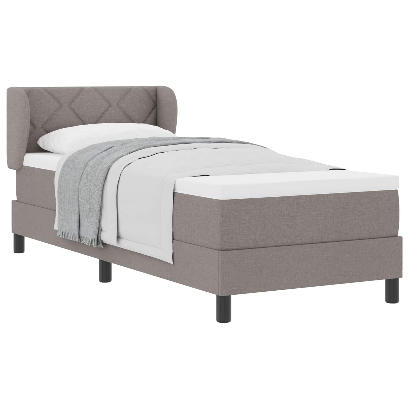 Lit à ressorts avec tête de lit Taupe 80 x 200 cm tissu - XIOS
