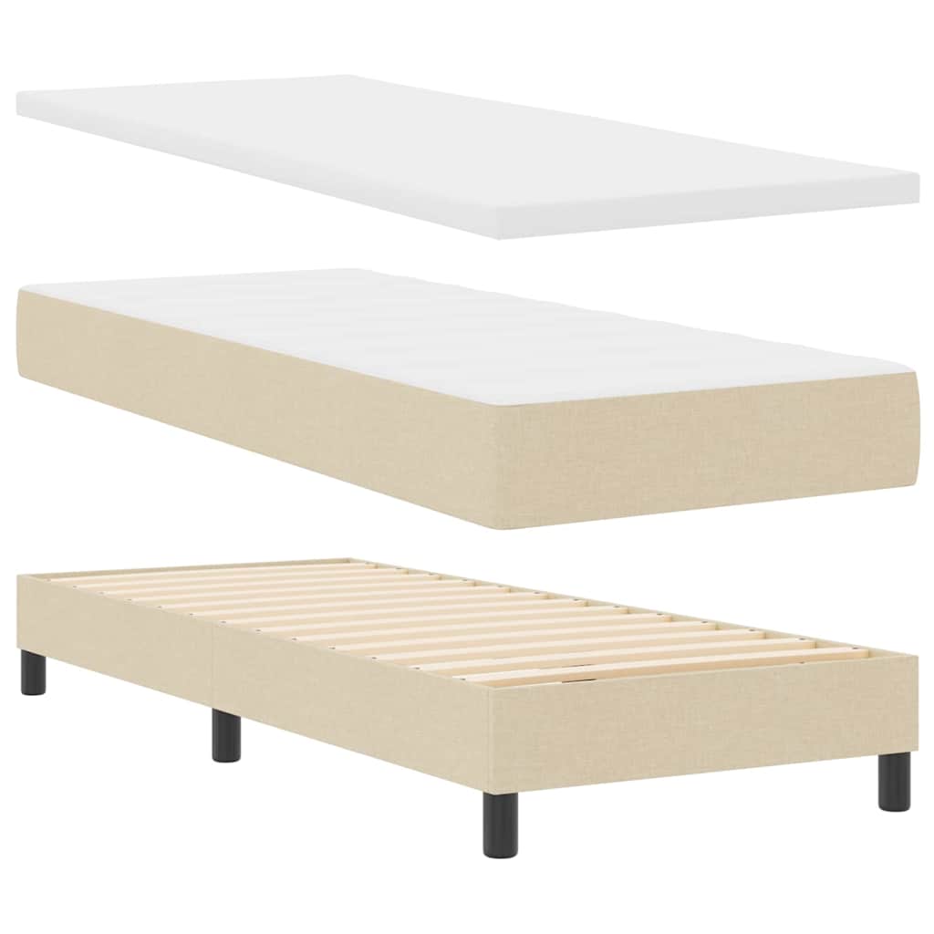 Lit à ressorts avec matelas Crème 80 x 200 cm tissu - XIOS