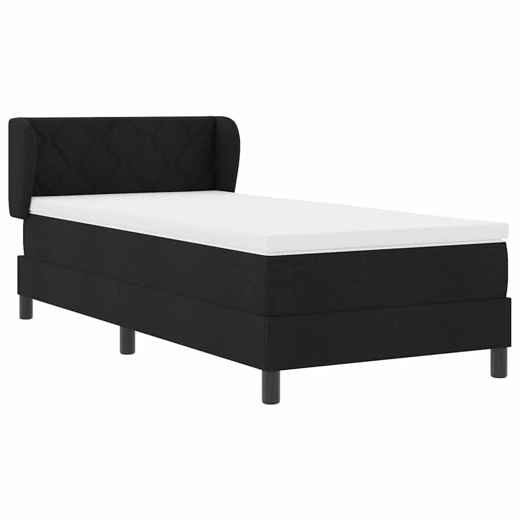Lit à ressorts avec matelas Noir 90 x 190 cm tissu - XIOS