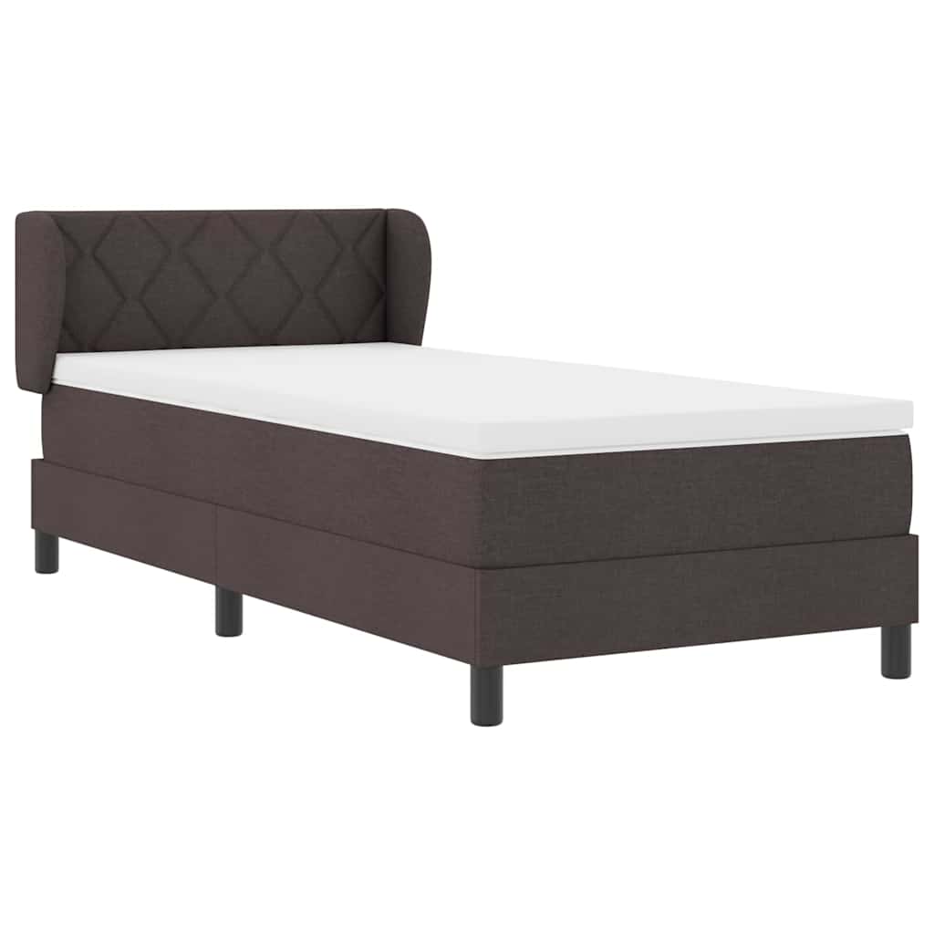 Lit à ressorts avec tête de lit Marron foncé 90 x 200 cm tissu - XIOS