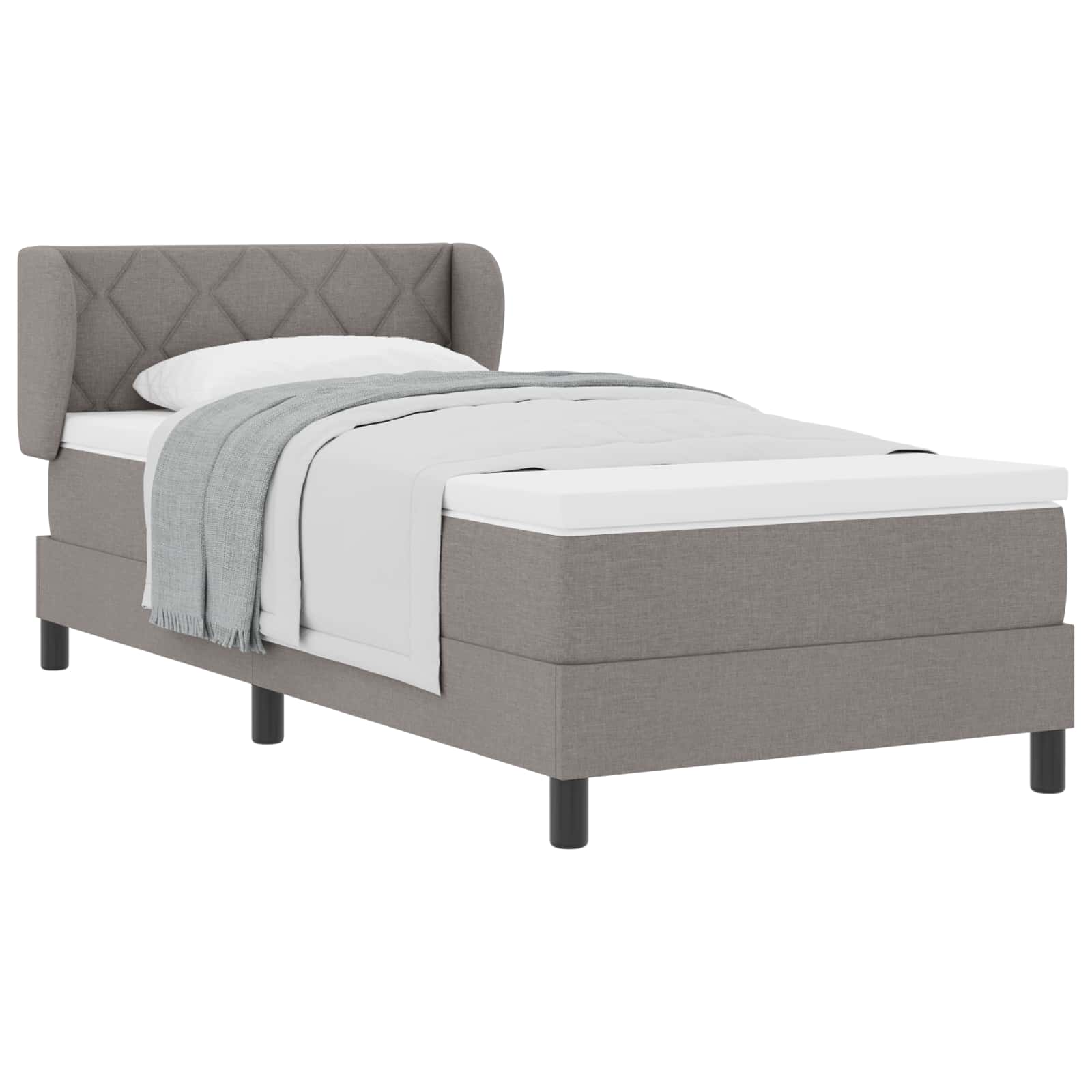 Lit à ressorts avec tête de lit Taupe 90 x 200 cm tissu - XIOS