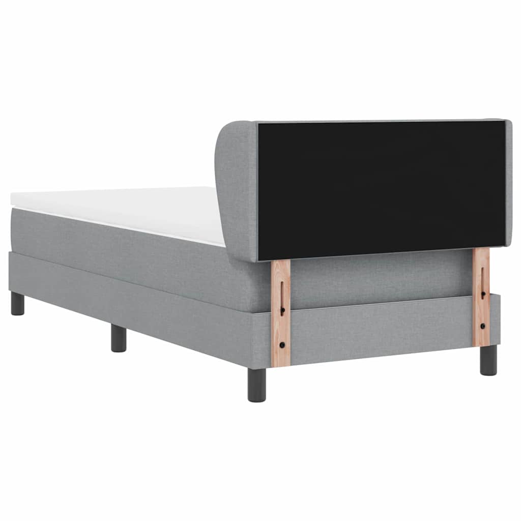 Lit à ressorts avec tête de lit Gris clair 100 x 200 cm tissu