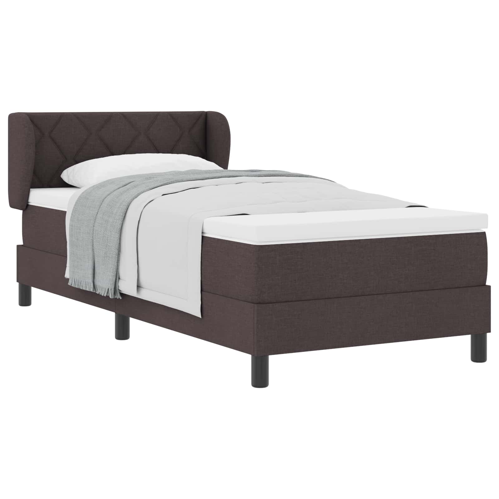 Lit à ressorts avec tête de lit Marron foncé 100 x 200 cm tissu - XIOS