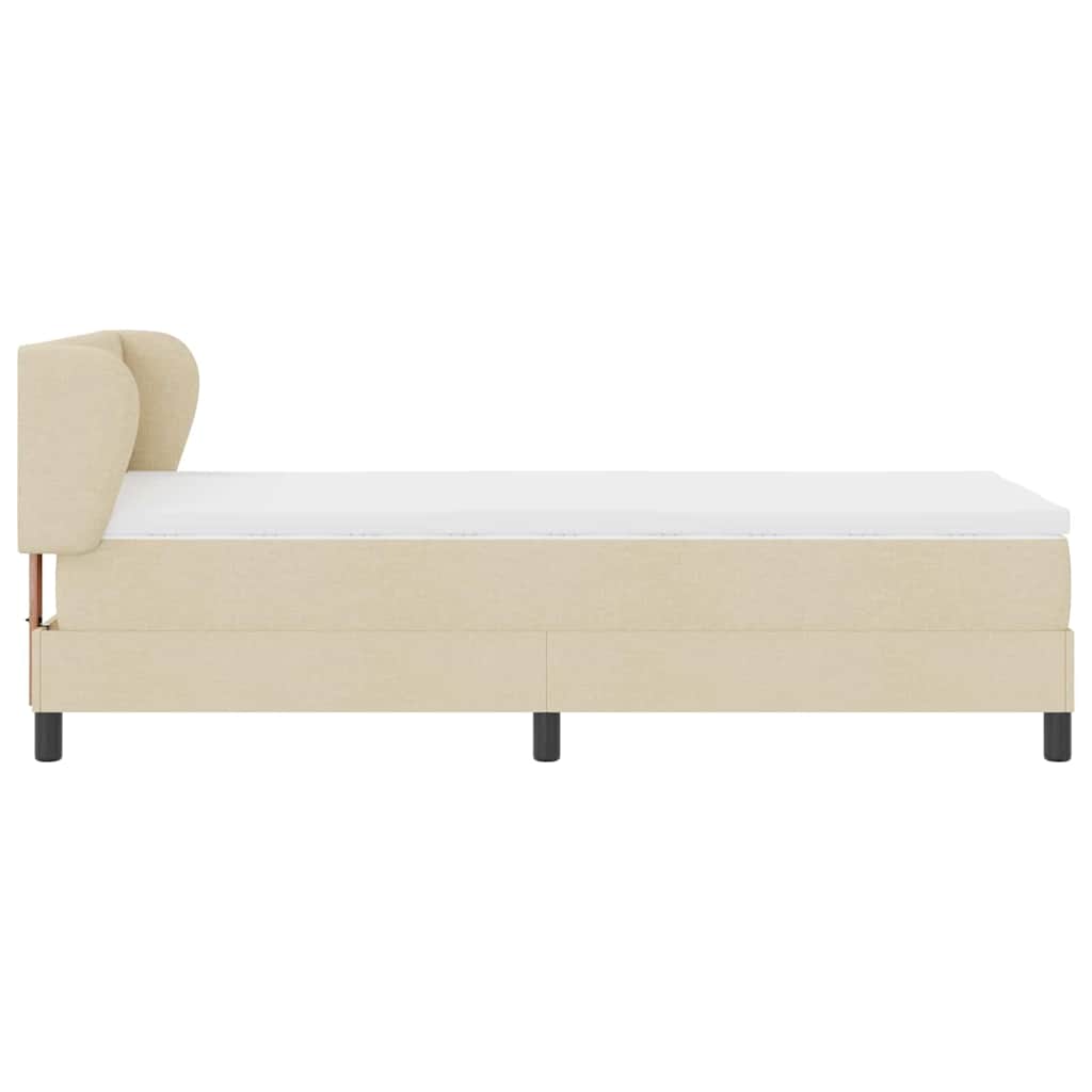 Lit à ressorts avec tête de lit Crème 100 x 200 cm tissu