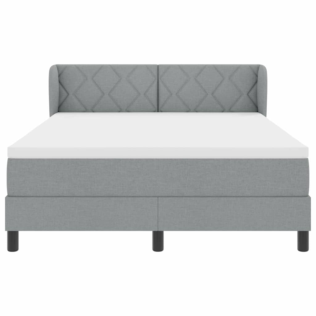Lit à ressorts avec tête de lit Gris clair 140 x 190 cm tissu