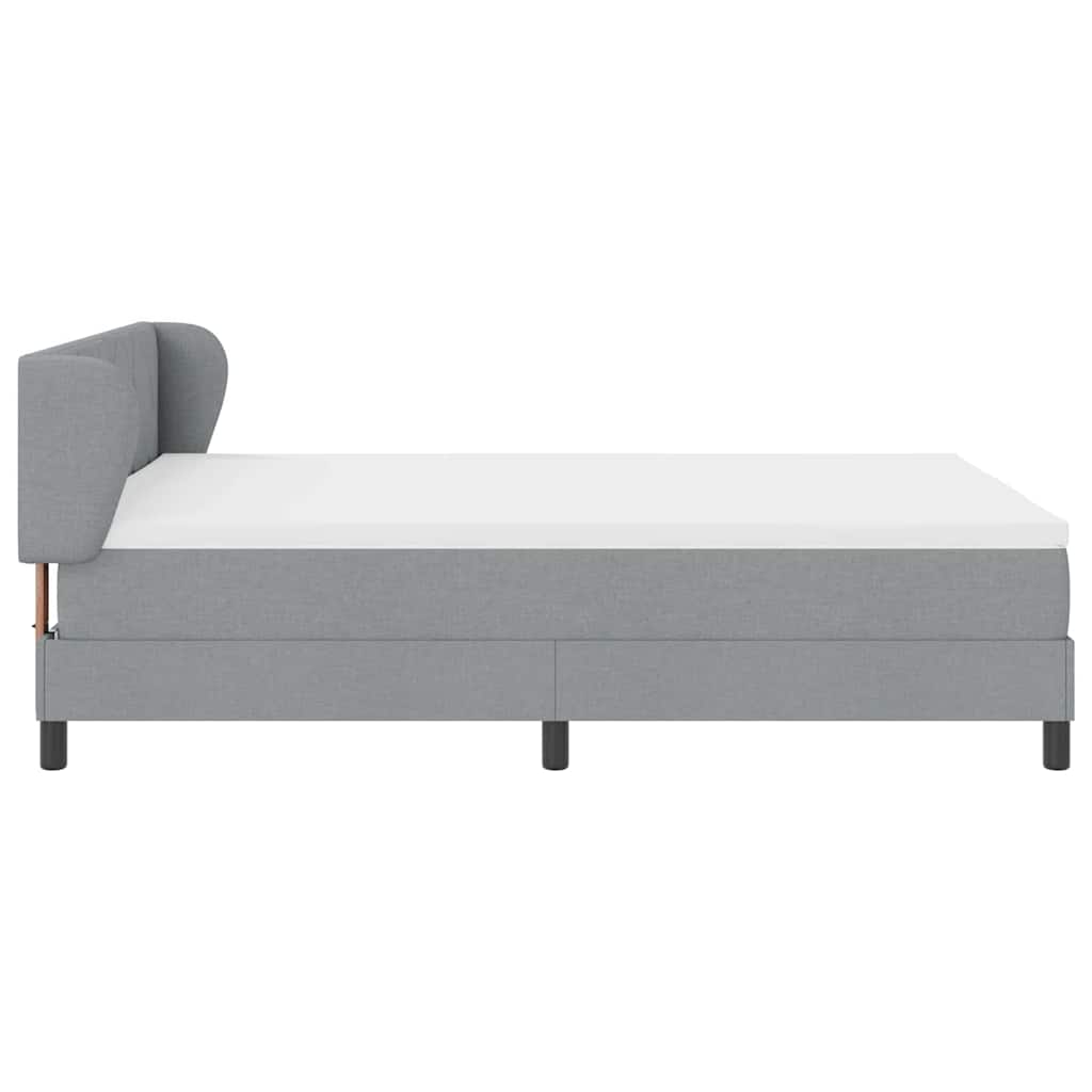 Lit à ressorts avec tête de lit Gris clair 140 x 190 cm tissu