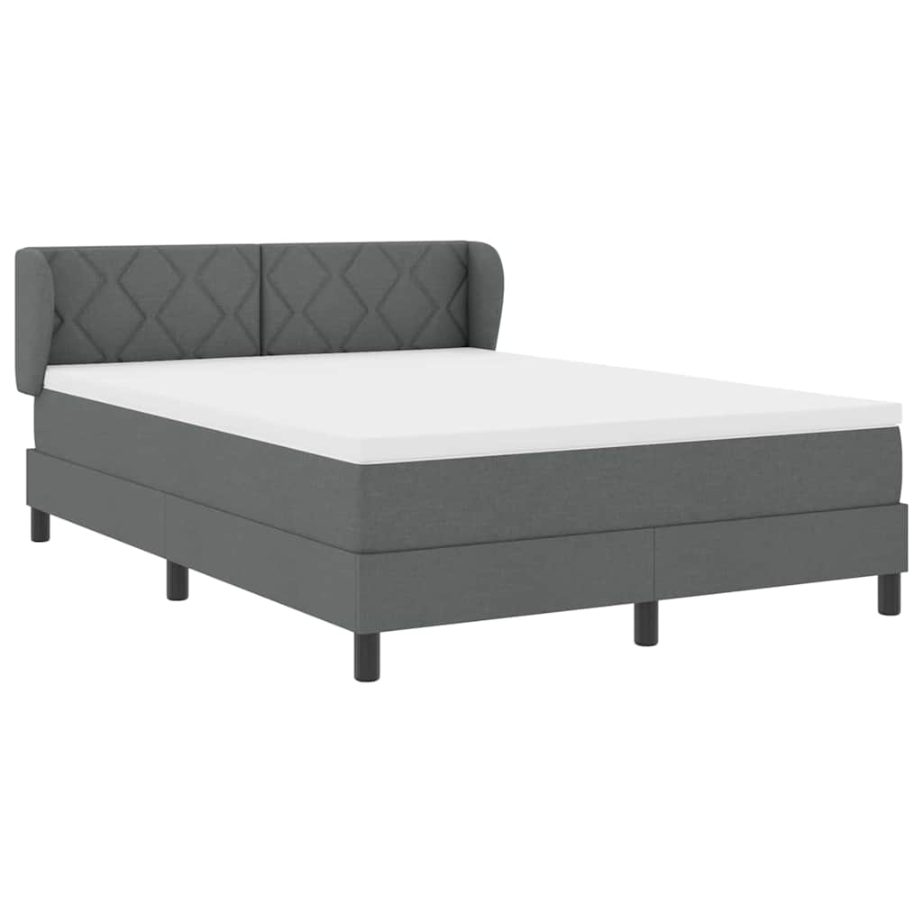 Lit boxspring avec matelas Gris foncé 140 x 190 cm tissu - XIOS