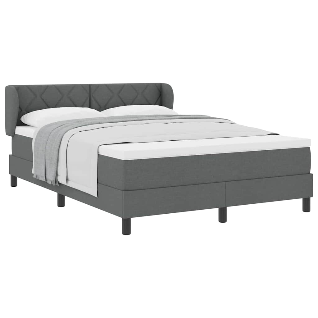 Lit boxspring avec matelas Gris foncé 140 x 190 cm tissu - XIOS