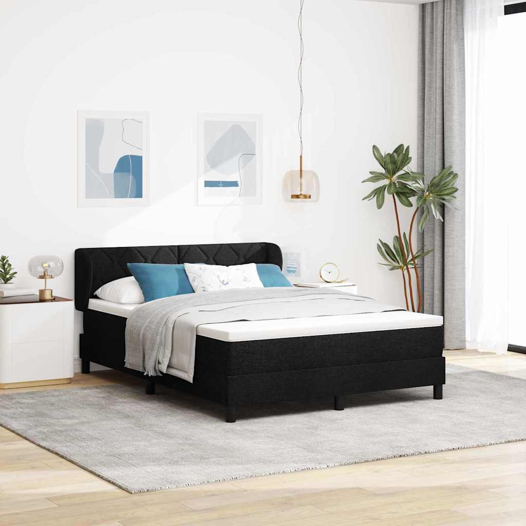 Lit boxspring avec matelas avec matelas Noir 140 x 190 cm tissu - XIOS