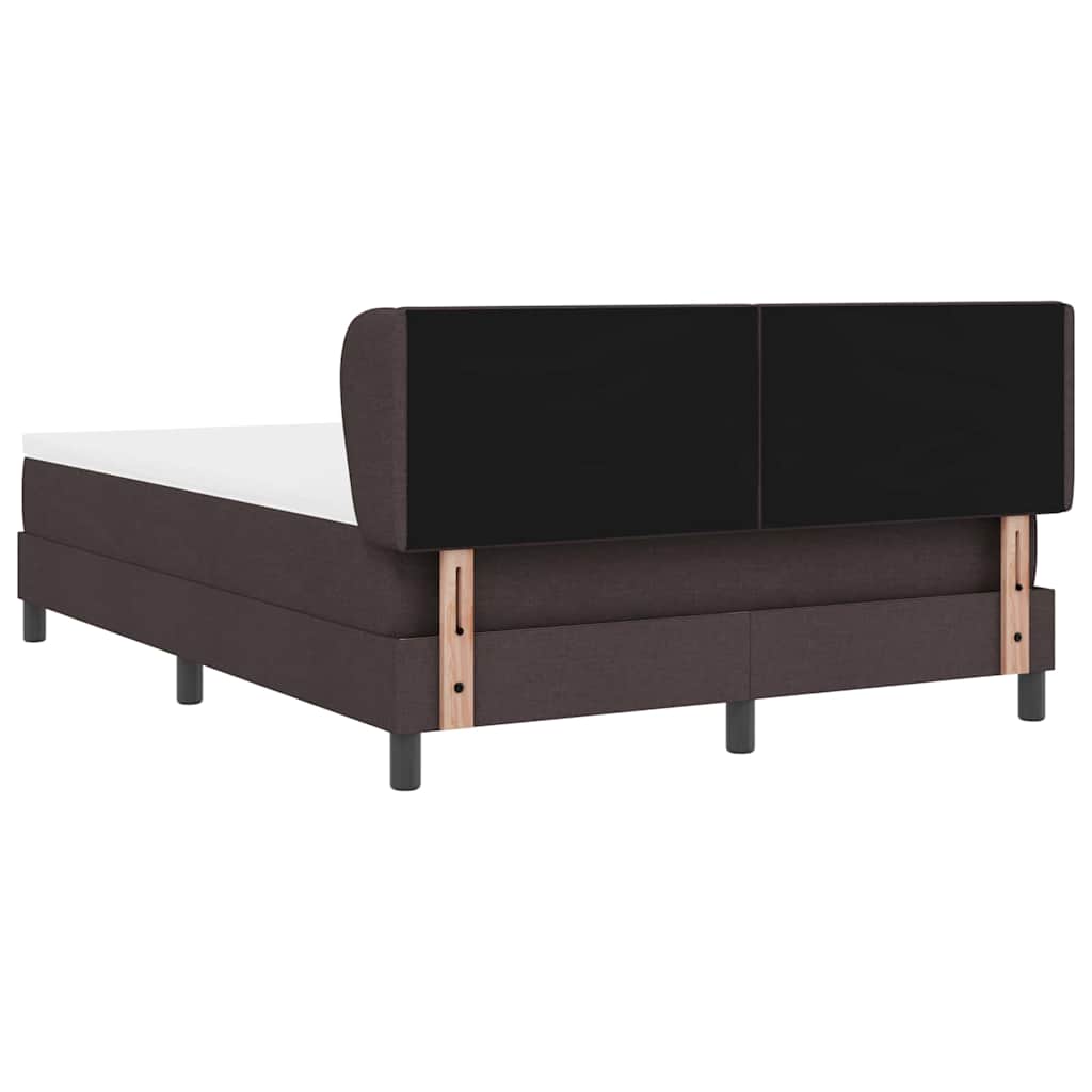 Lit à ressorts avec tête de lit Marron foncé 140 x 190 cm tissu