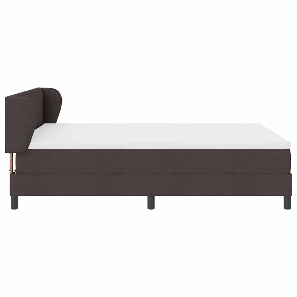 Lit à ressorts avec tête de lit Marron foncé 140 x 190 cm tissu