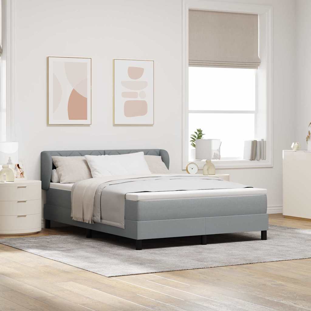 Lit boxspring avec matelas Gris clair 140 x 200 cm tissu - XIOS