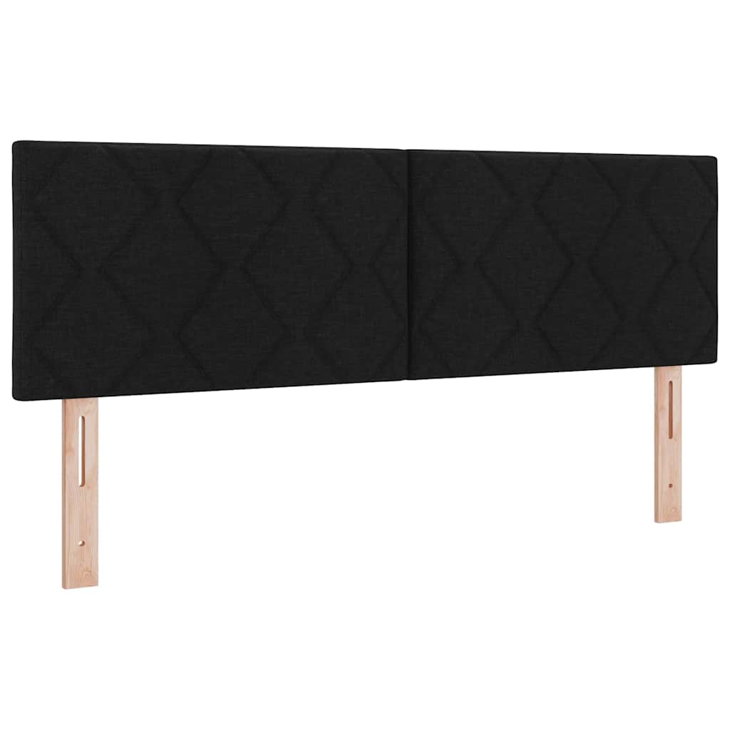 Lit à ressorts avec tête de lit Noir 140 x 200 cm tissu