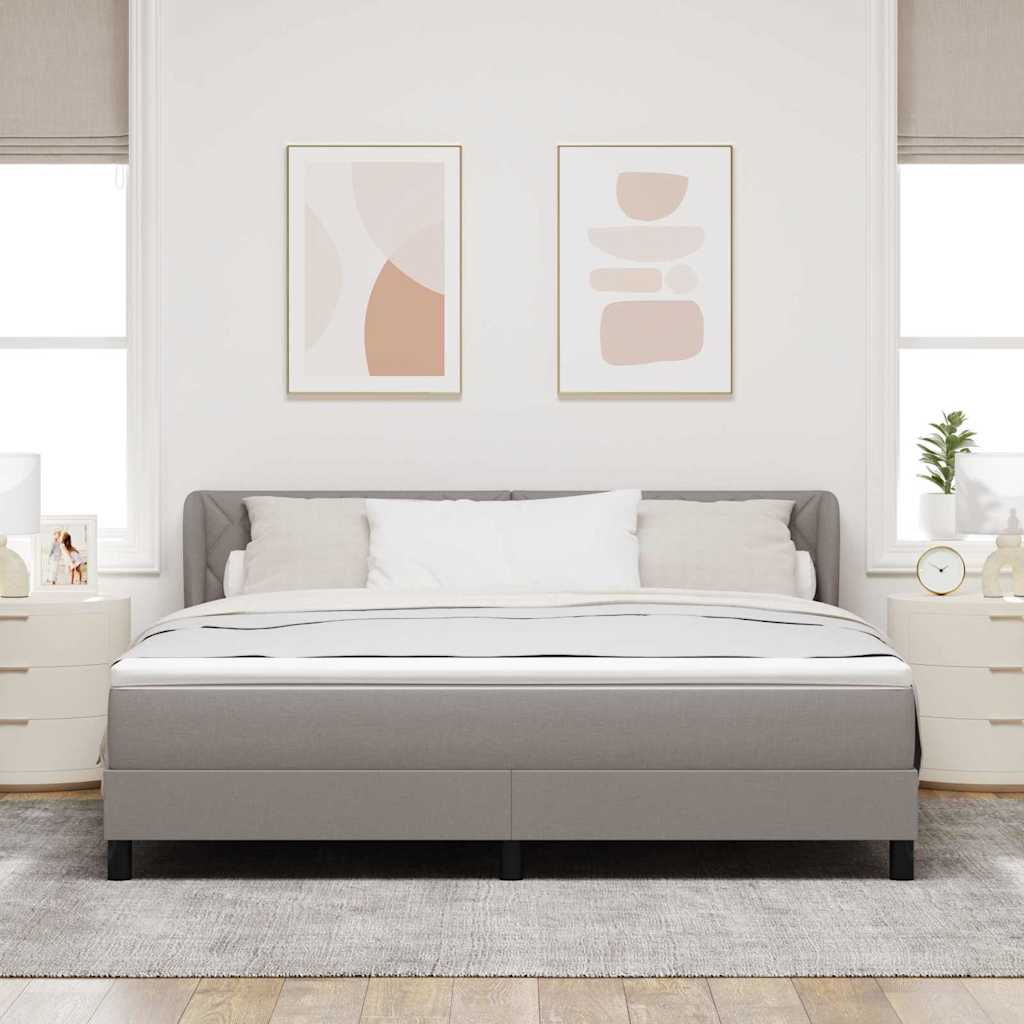 Lit à ressorts avec tête de lit Taupe 180 x 200 cm tissu