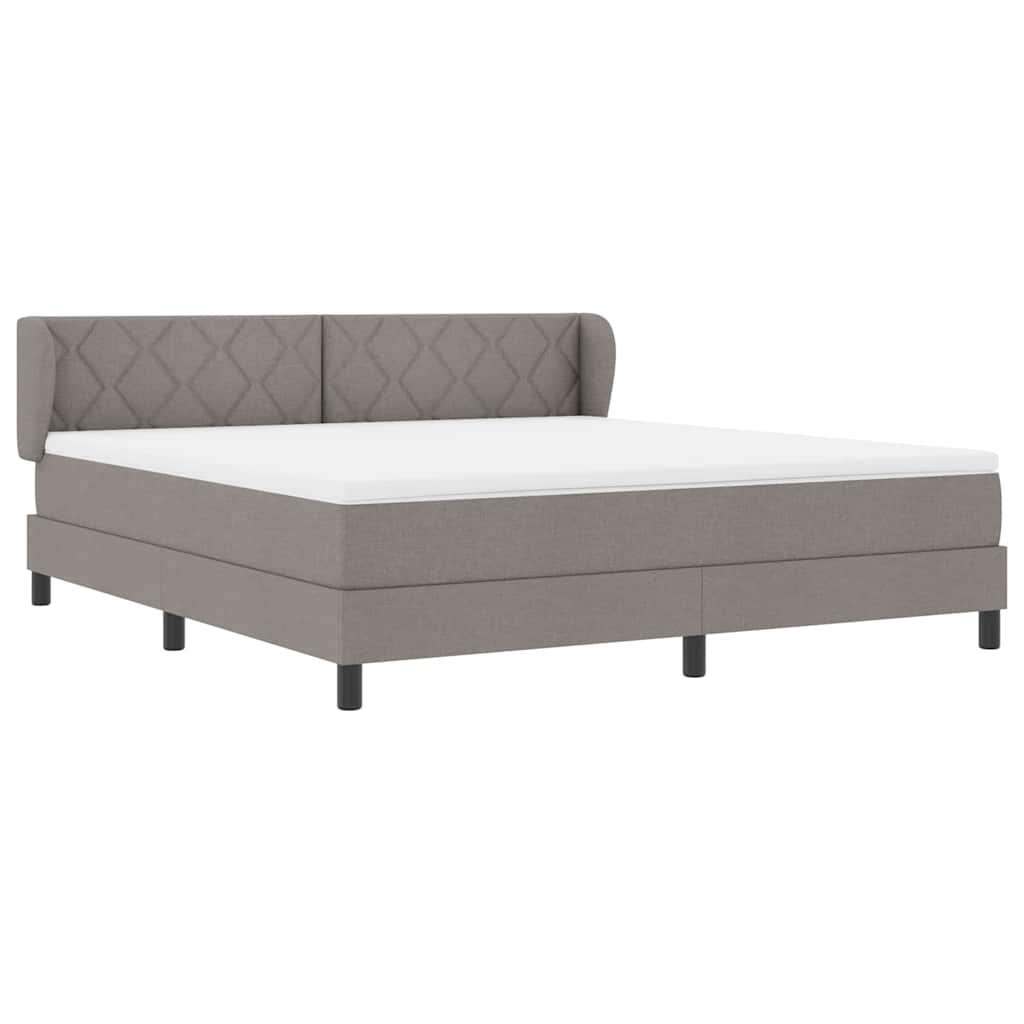 Lit à ressorts avec tête de lit Taupe 180 x 200 cm tissu