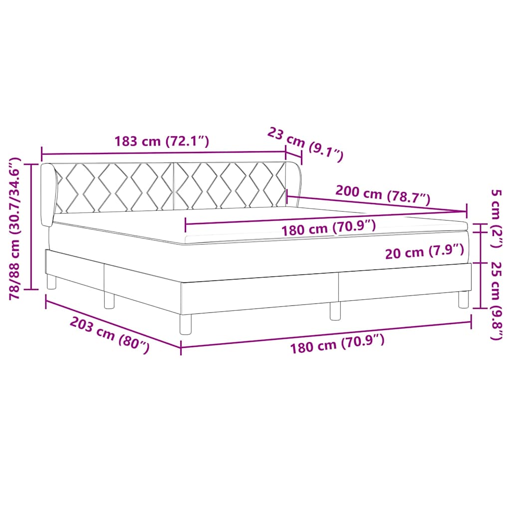 Lit boxspring avec matelas avec matelas Bleu 180 x 200 cm tissu - XIOS