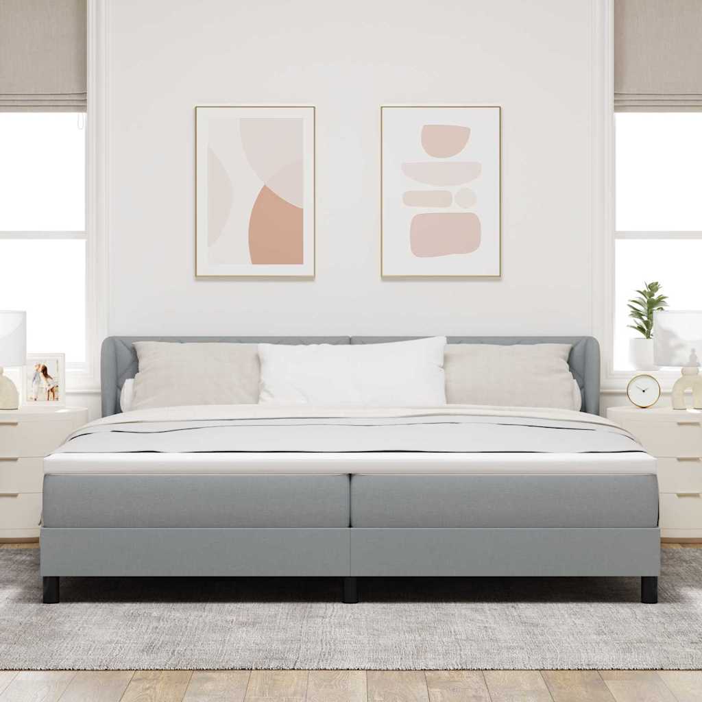 Lit boxspring avec matelas Gris clair 200 x 200 cm tissu