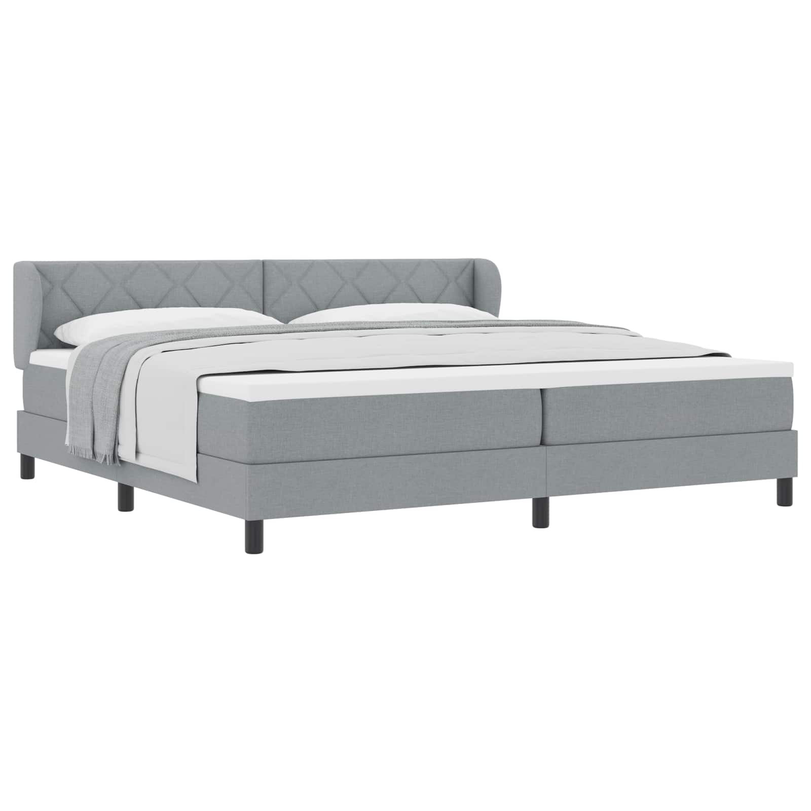Lit à ressorts avec matelas Gris clair 200 x 200 cm tissu - XIOS