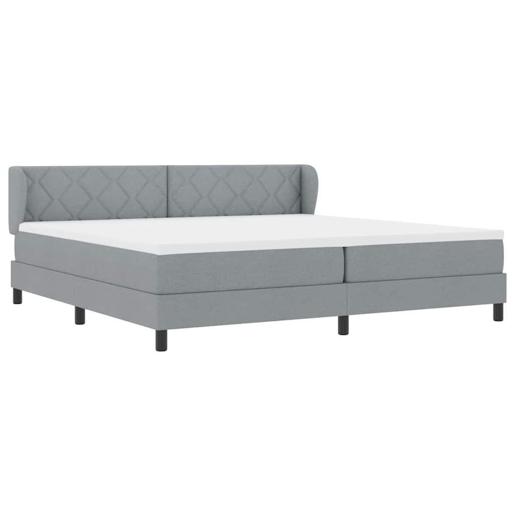 Lit boxspring avec matelas Gris clair 200 x 200 cm tissu
