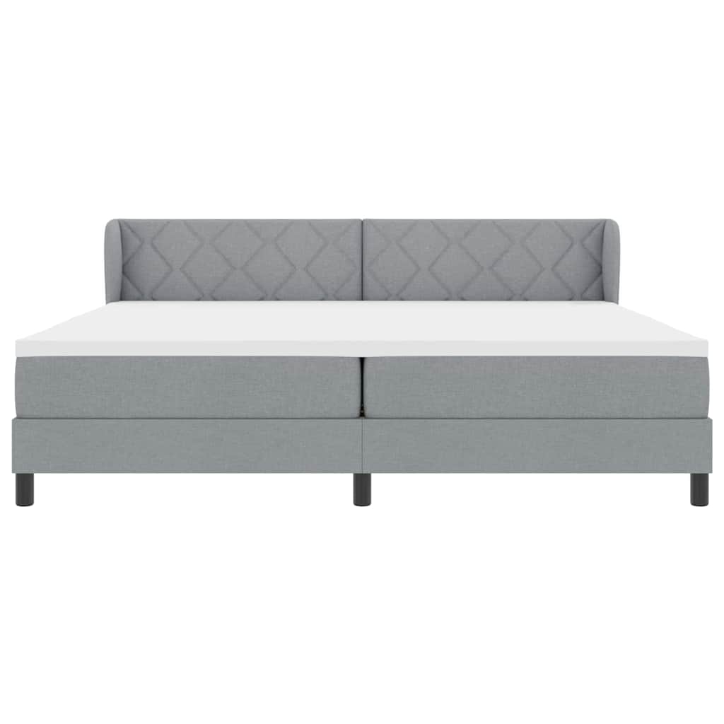 Lit boxspring avec matelas Gris clair 200 x 200 cm tissu
