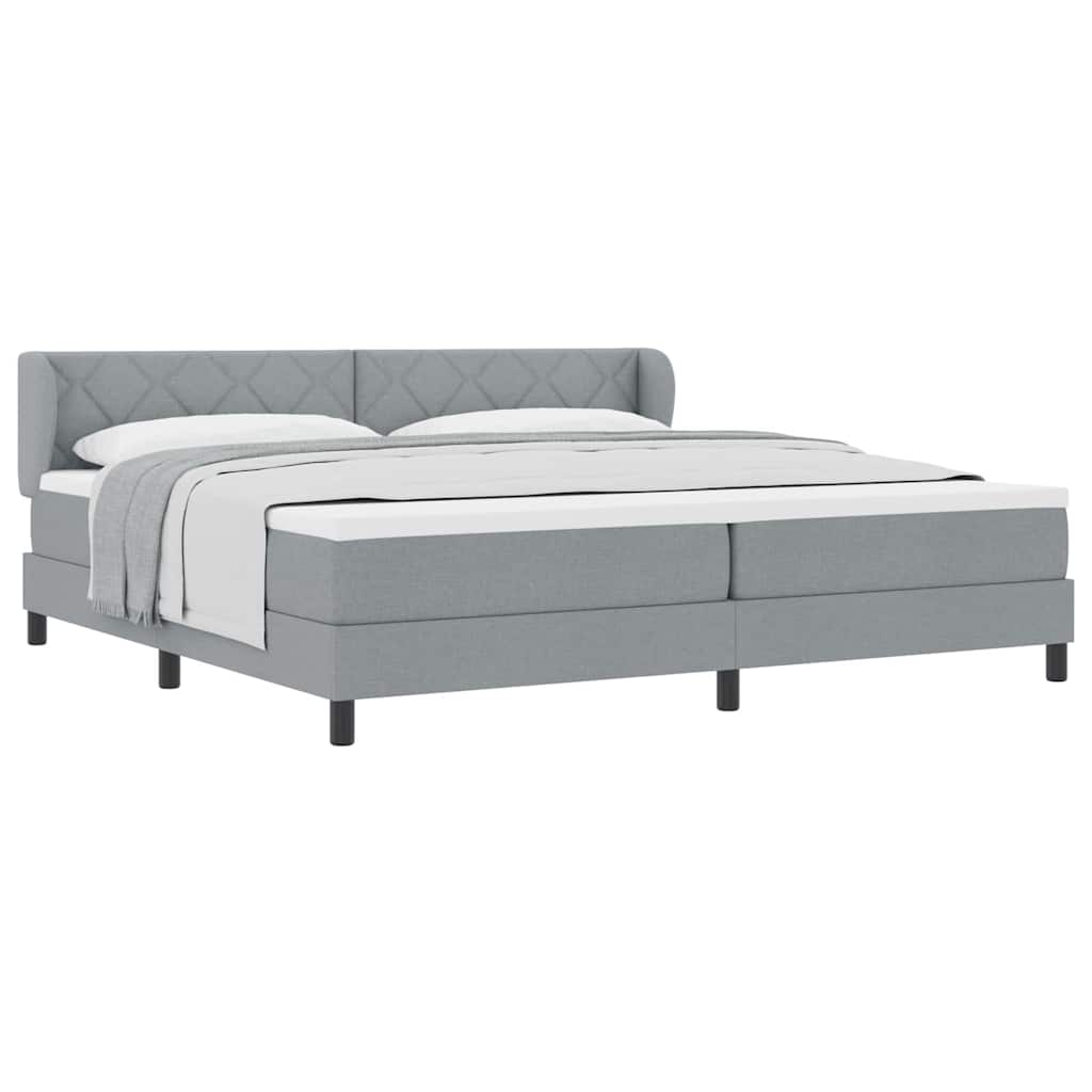 Lit boxspring avec matelas Gris clair 200 x 200 cm tissu