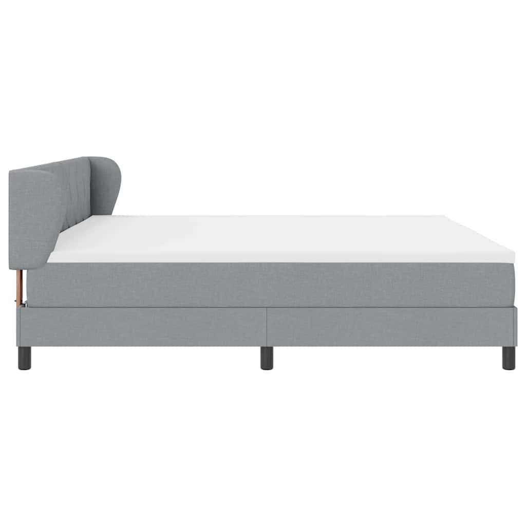 Lit boxspring avec matelas Gris clair 200 x 200 cm tissu