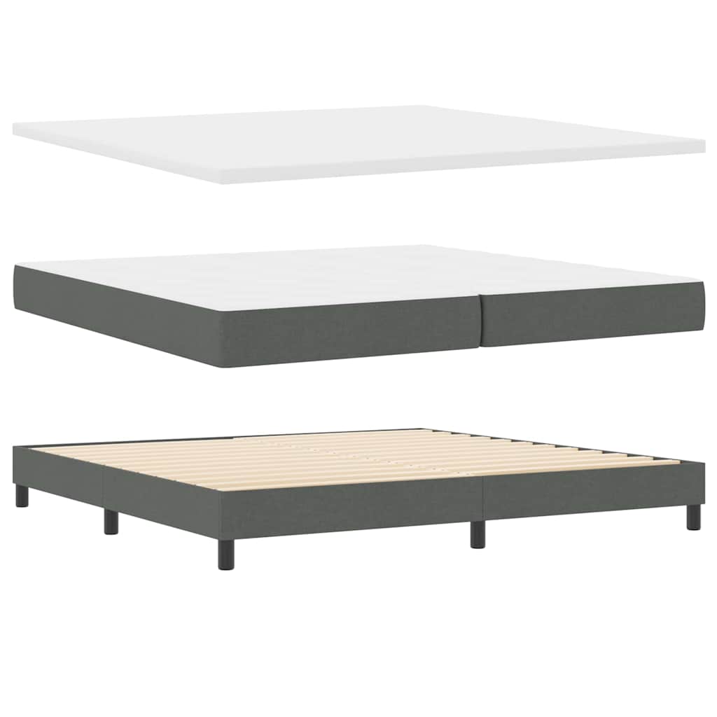 Lit boxspring avec matelas Gris foncé 200 x 200 cm tissu