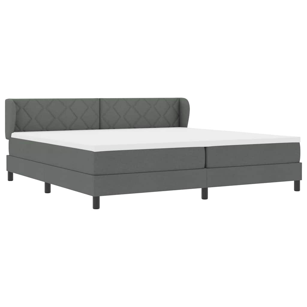 Lit boxspring avec matelas Gris foncé 200 x 200 cm tissu