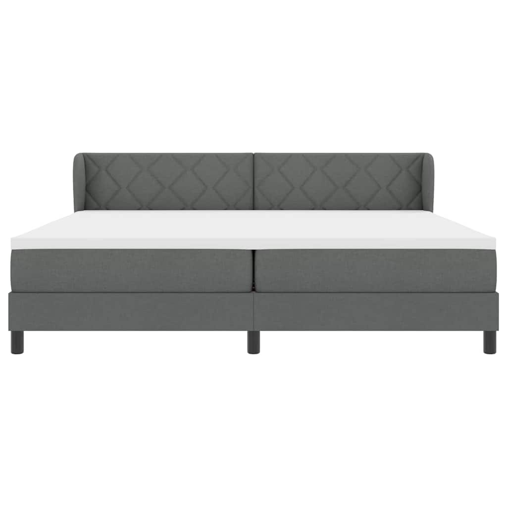 Lit boxspring avec matelas Gris foncé 200 x 200 cm tissu