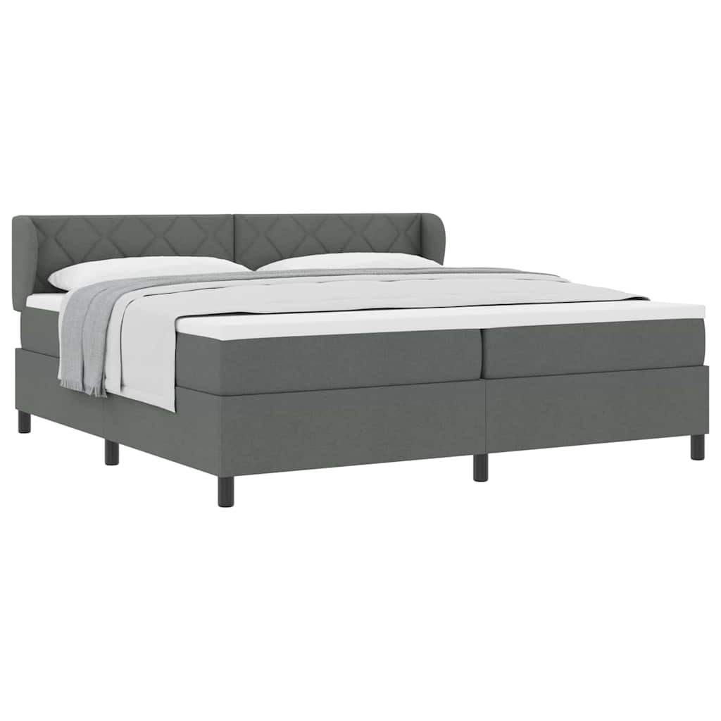 Lit boxspring avec matelas Gris foncé 200 x 200 cm tissu