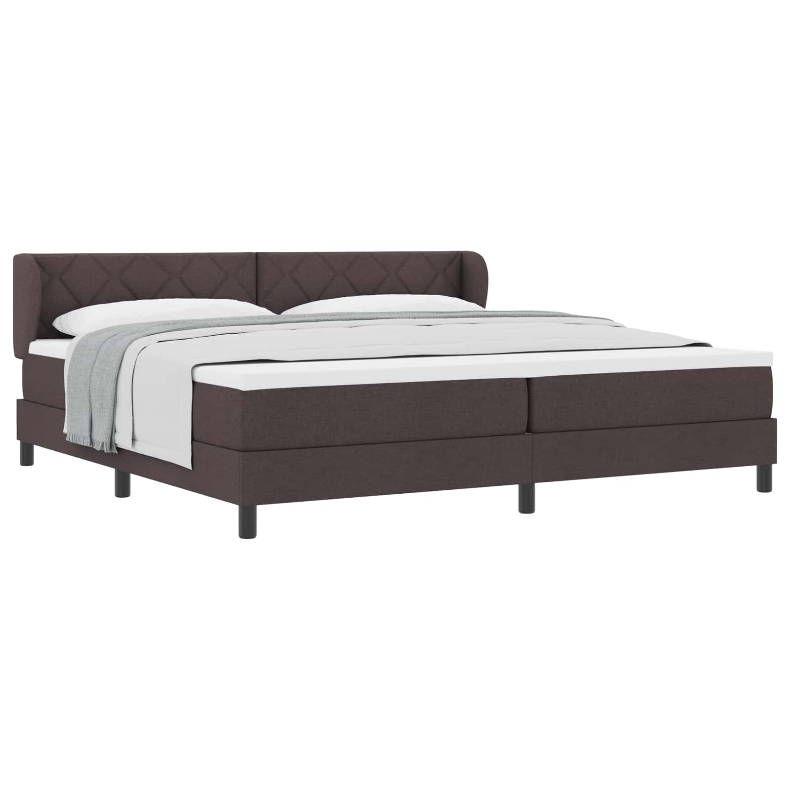 Lit à ressorts avec tête de lit Marron foncé 200 x 200 cm tissu