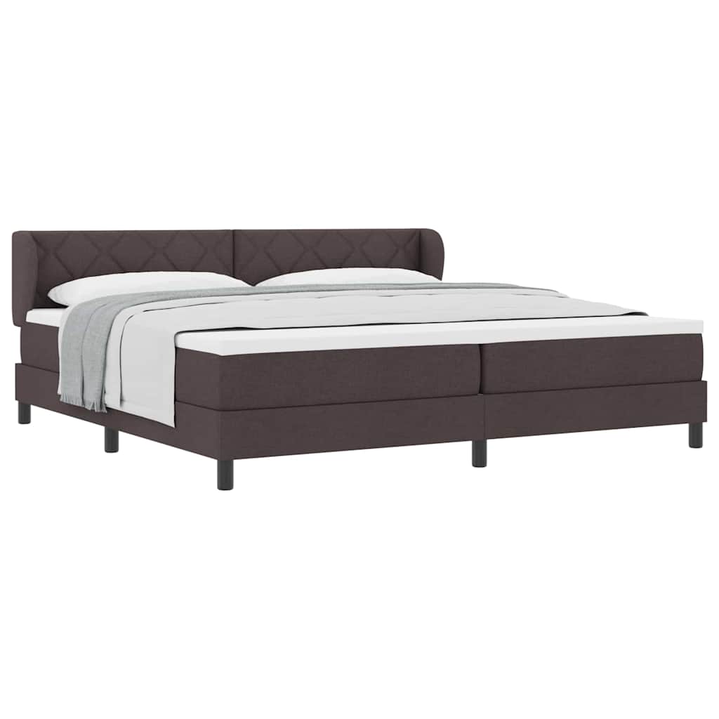 Lit boxspring avec matelas Marron foncé 200 x 200 cm tissu - XIOS