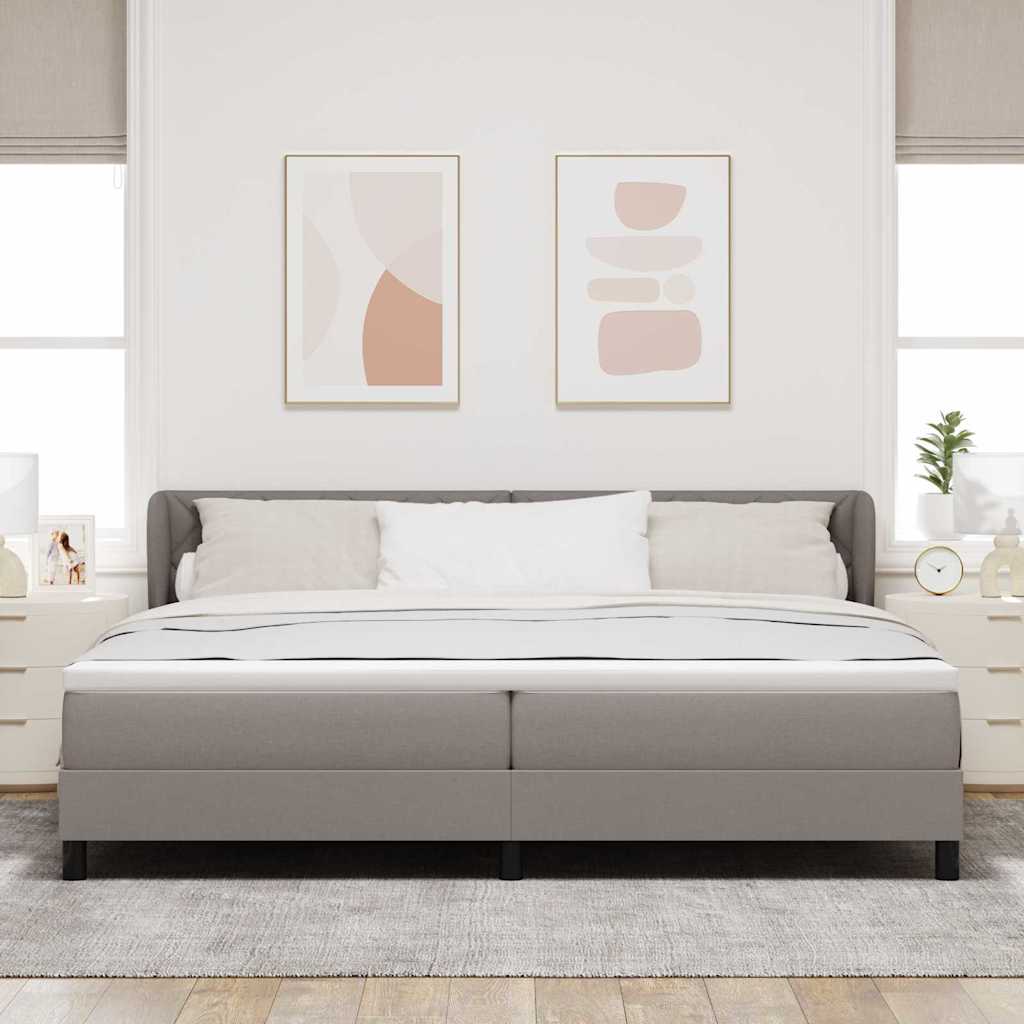 Lit boxspring avec matelas Taupe 200 x 200 cm tissu - XIOS