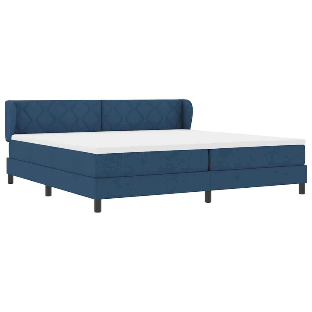 Lit boxspring avec matelas avec matelas Bleu 200 x 200 cm tissu