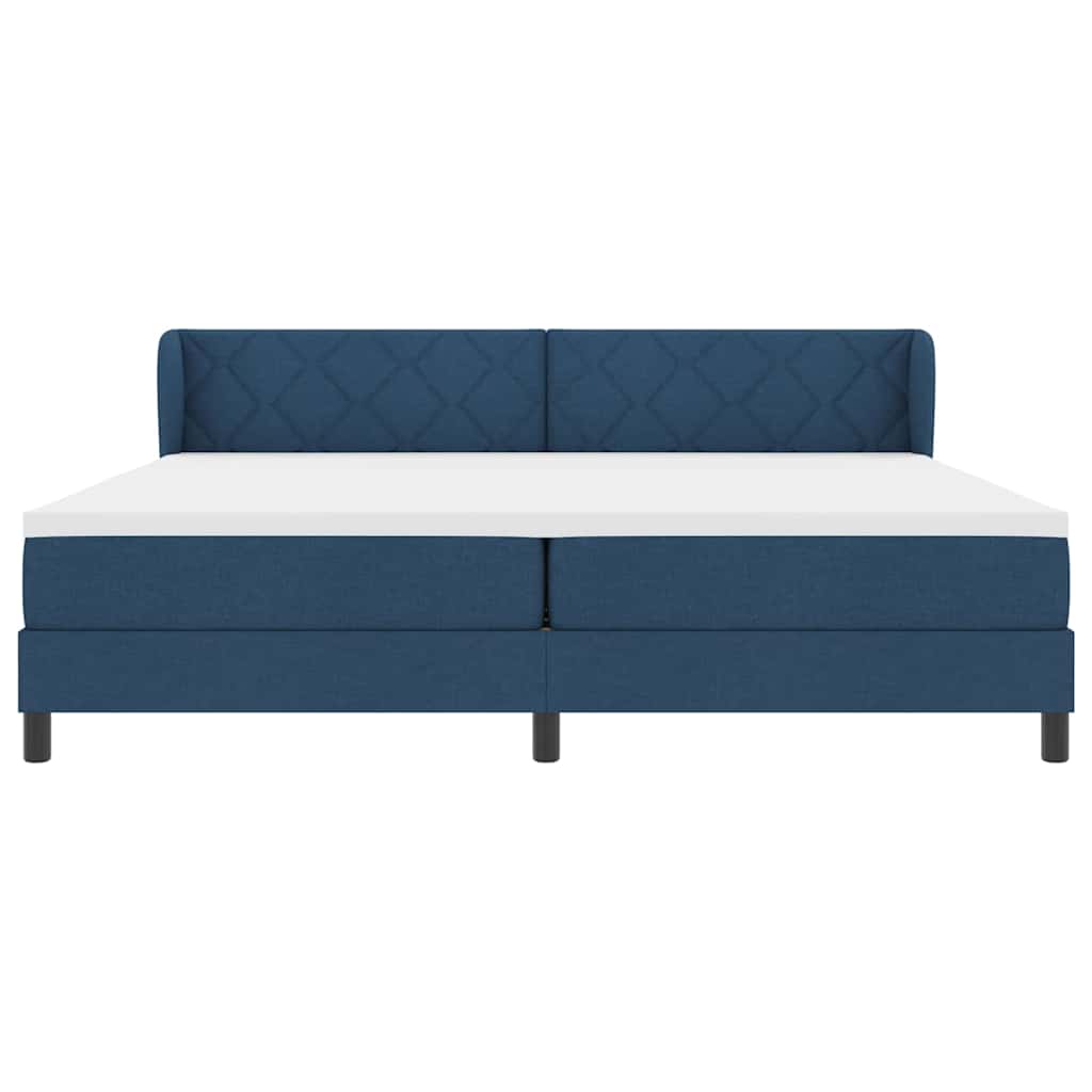 Lit boxspring avec matelas avec matelas Bleu 200 x 200 cm tissu