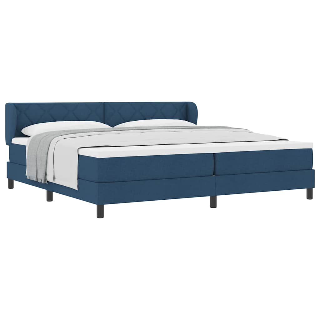 Lit boxspring avec matelas avec matelas Bleu 200 x 200 cm tissu