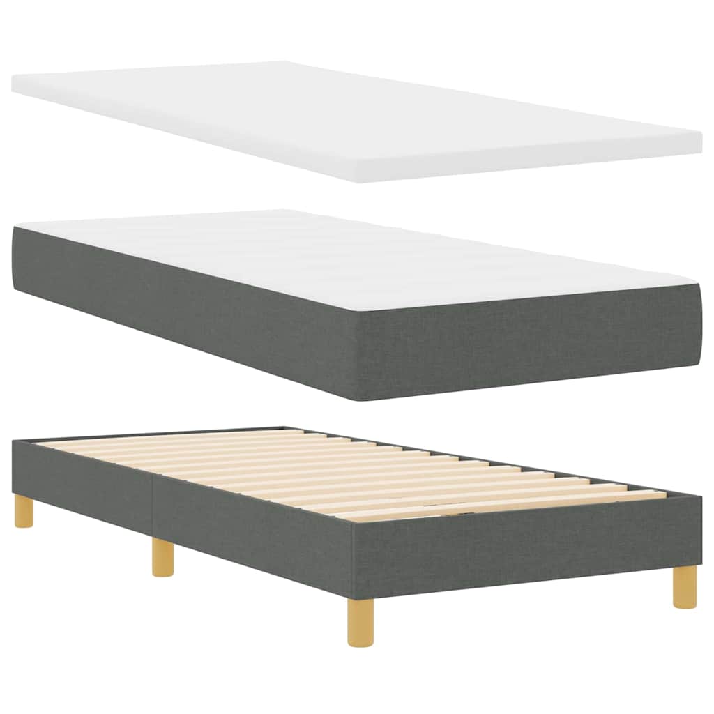Lit à ressorts avec matelas Gris foncé 90 x 190 cm tissu - XIOS