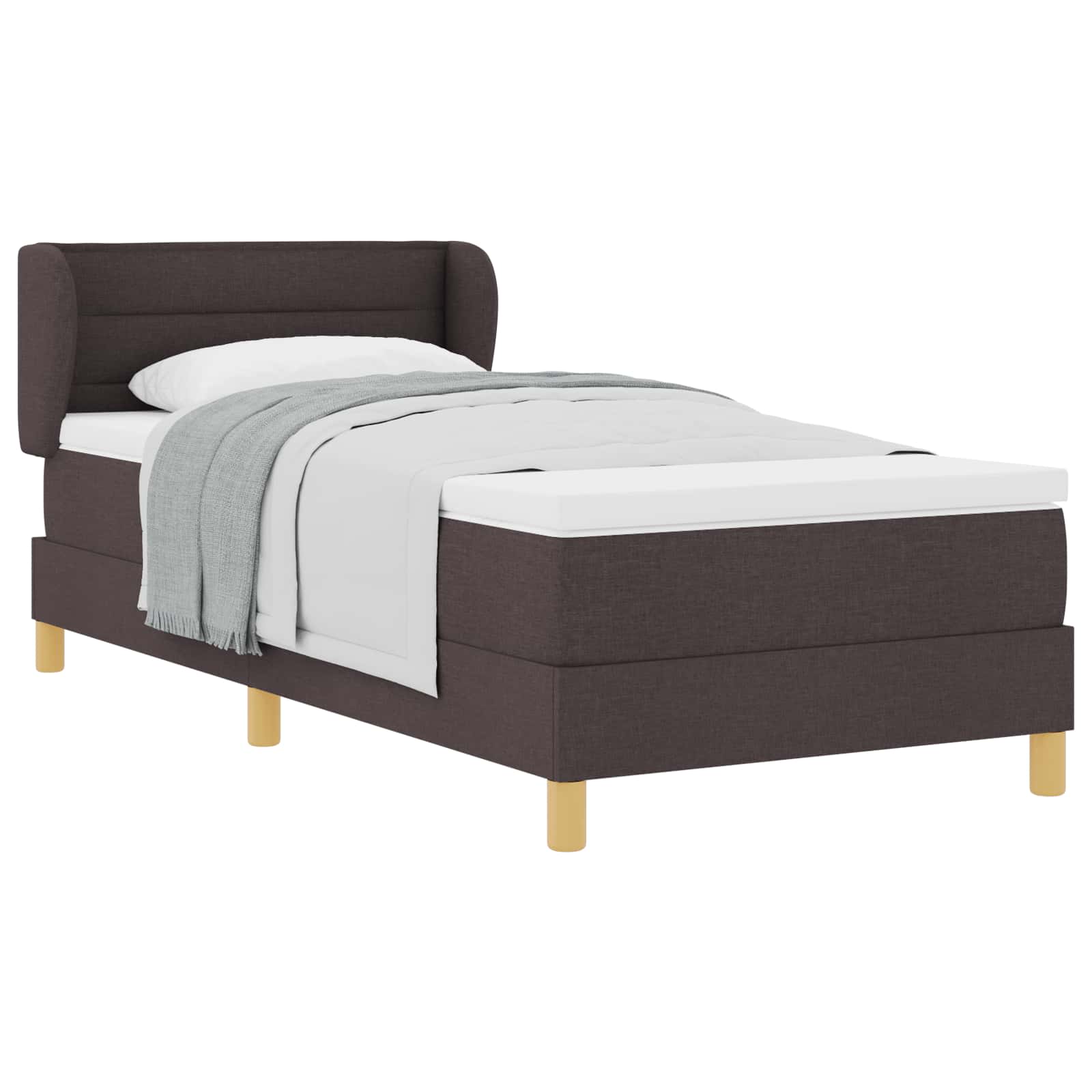 Lit à ressorts avec matelas Marron foncé 90 x 190 cm tissu - XIOS