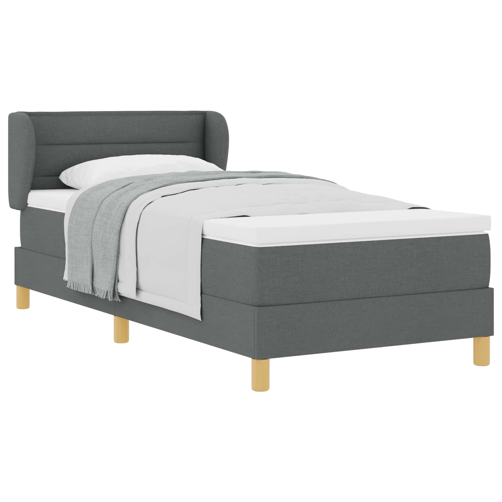 Lit à ressorts avec matelas Gris foncé 90 x 200 cm tissu - XIOS