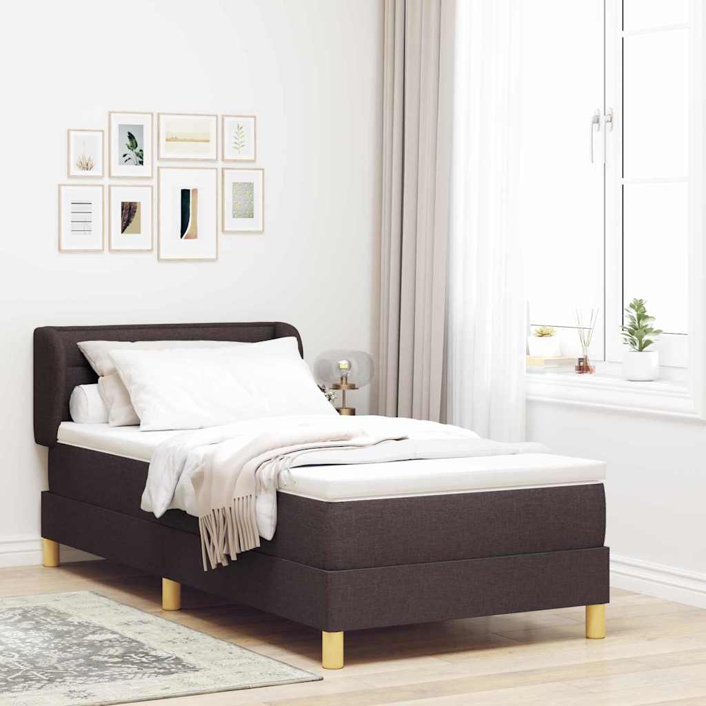 Lit à ressorts avec matelas Marron foncé 90 x 200 cm tissu - XIOS