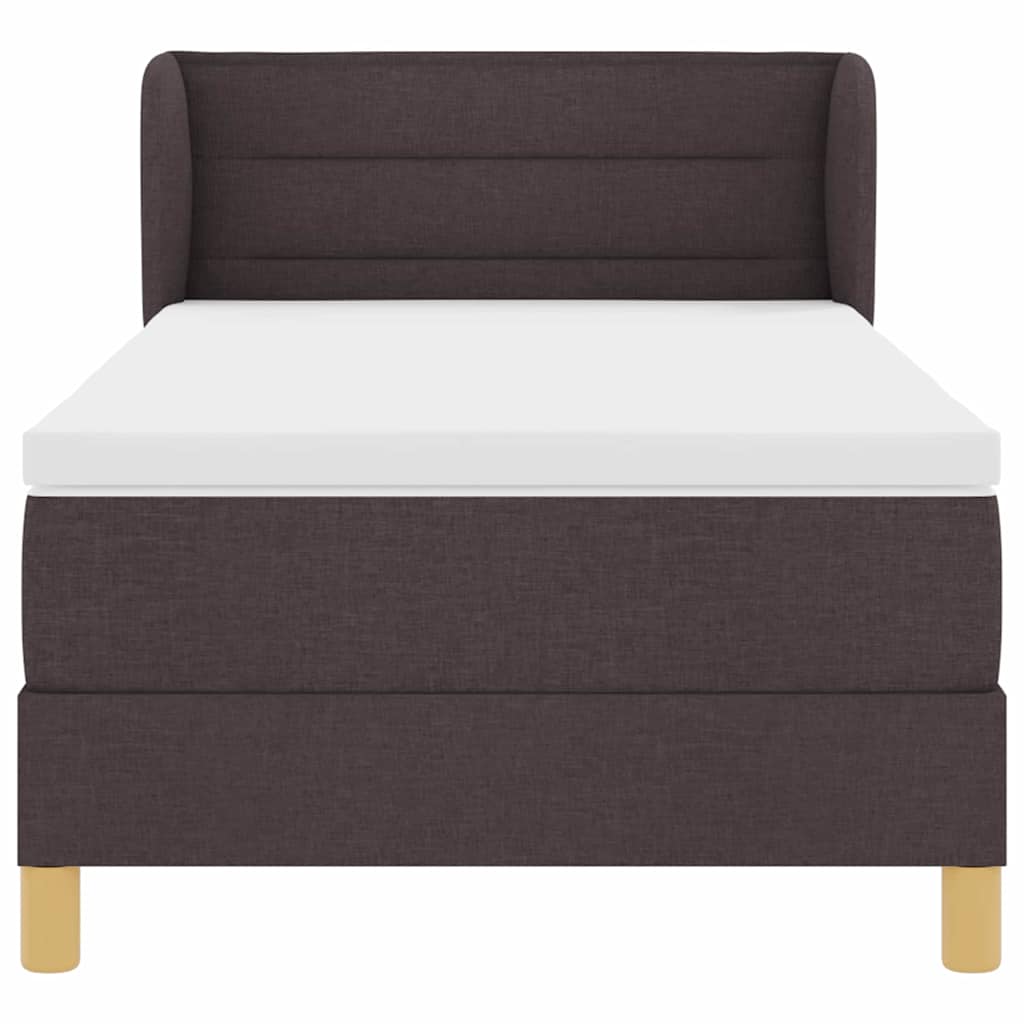 Lit à ressorts avec matelas Marron foncé 90 x 200 cm tissu - XIOS