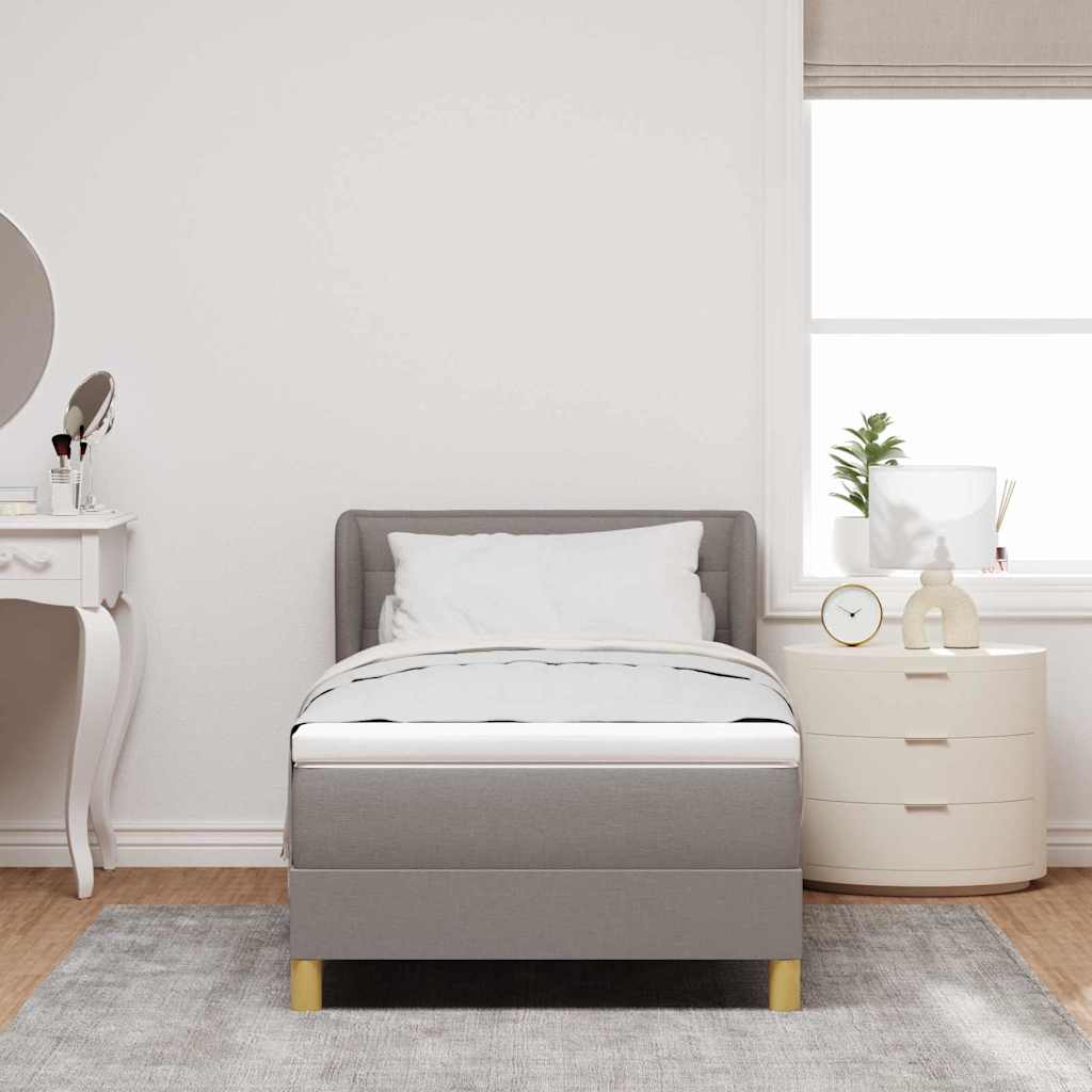 Lit à ressorts avec matelas Taupe 90 x 200 cm tissu - XIOS
