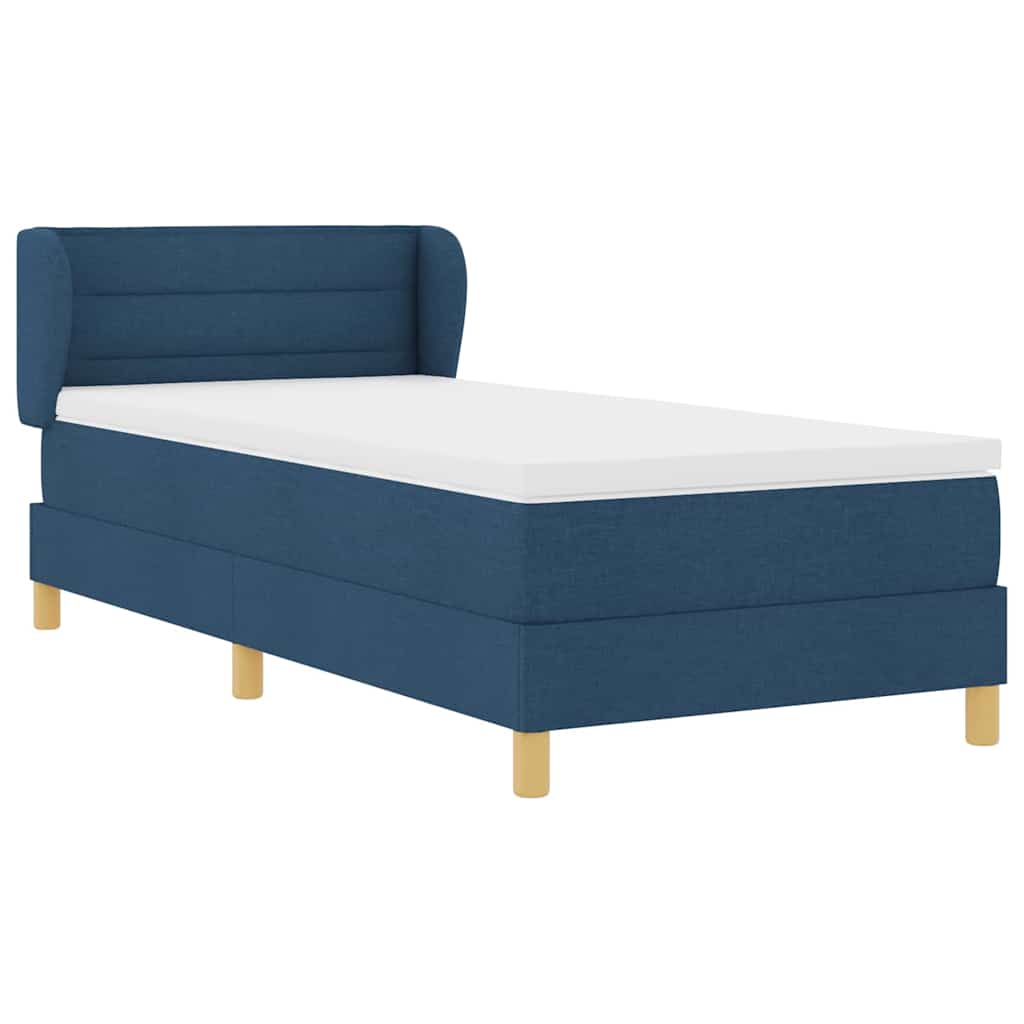 Lit à ressorts avec matelas Bleu 90 x 200 cm tissu - XIOS